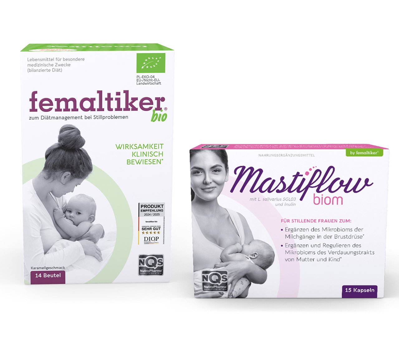 femaltiker bio & Mastiflow biom – Stillduo für mehr Milch und die Ergänzung des Brustmikrobioms